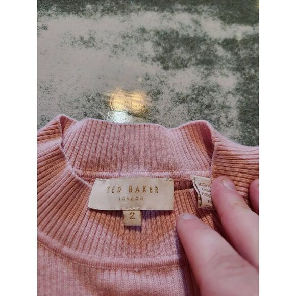 Ted Baker Nehru Skinny Rib blush pink sweater sz 2 (S) - Picture 3 of 6